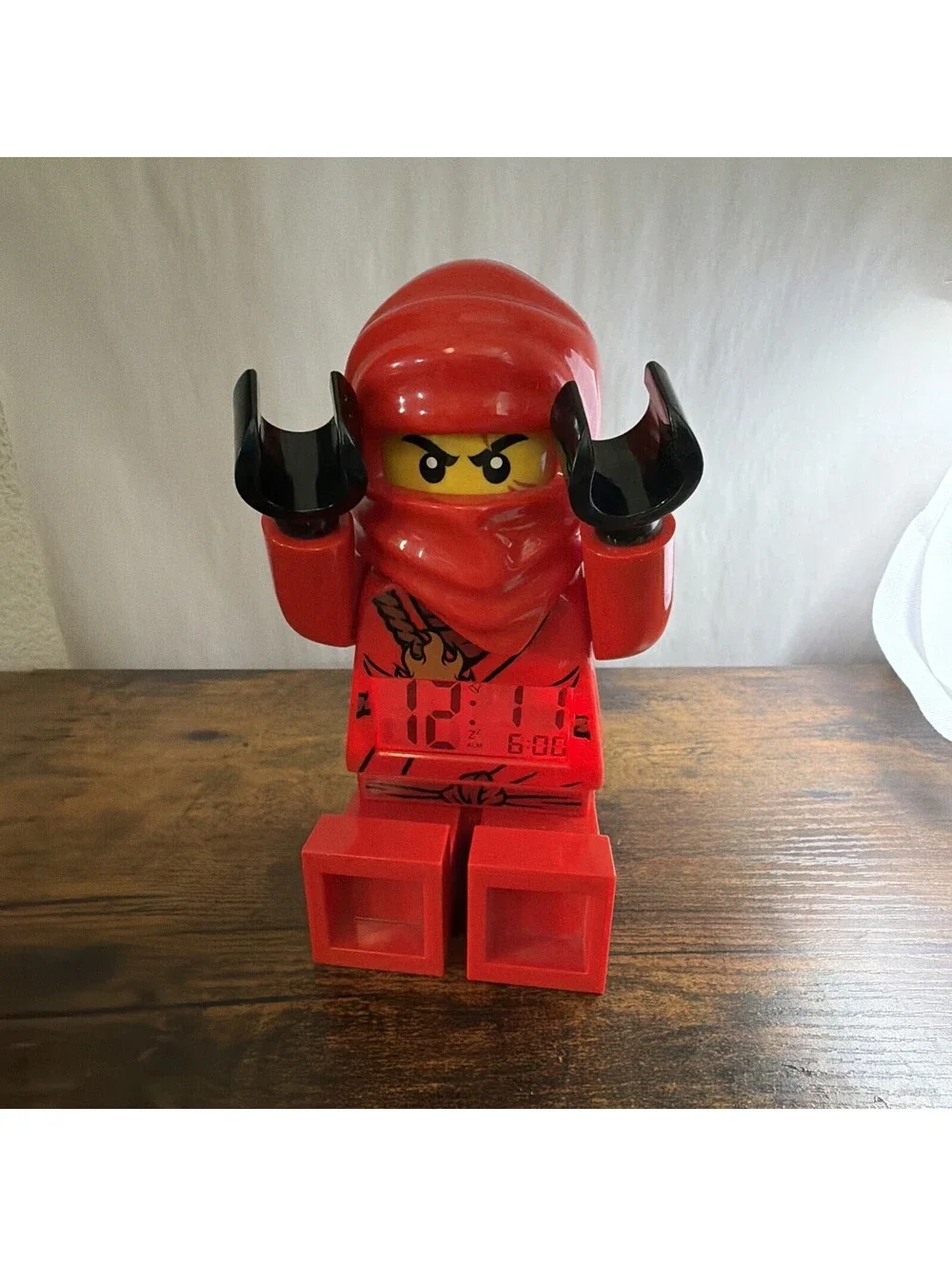 LEGO Ninjago Kai Red Ninja Minifigure Alarm Clock 2011 ClicTime Working
